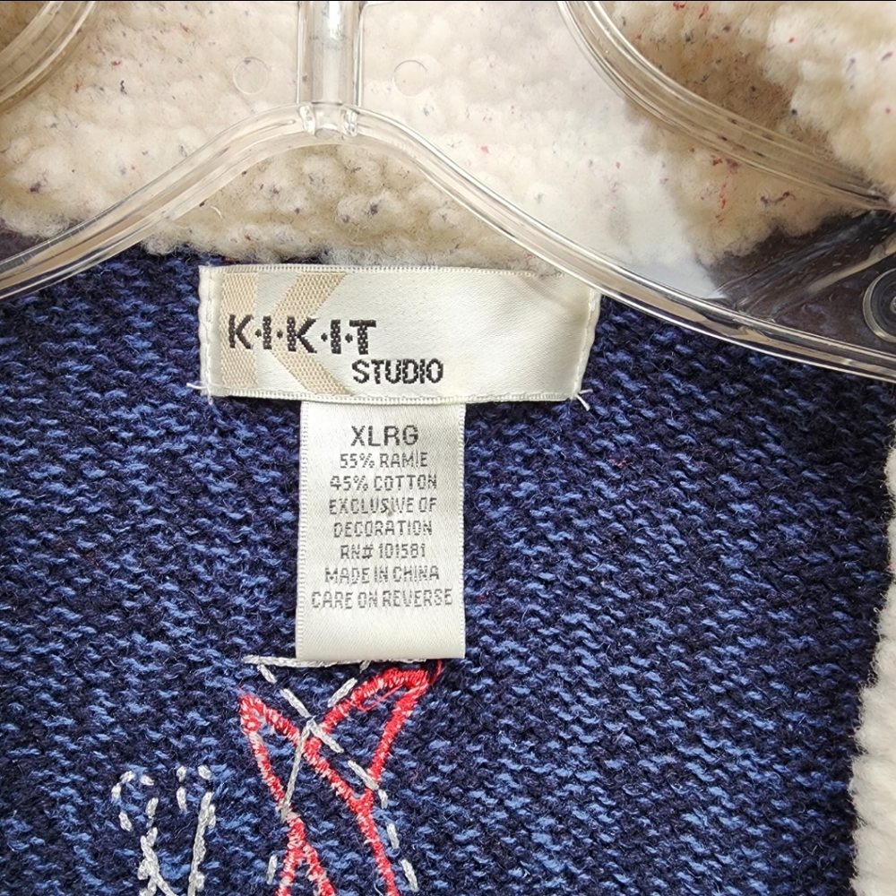 VINTAGE Holiday Not So Ugly Christmas Teddy Bear Embroidered Zip-Up Cardigan - Picture 4 of 14